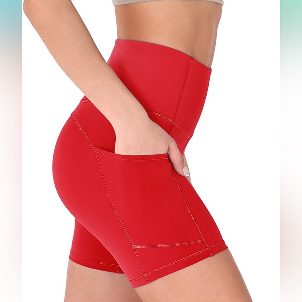 ODODOS High Waist Running Yoga Exercise Cycling Hiking Biker Short S